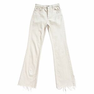 Stradivarius Women's Cream High Rise Button Fly Flare Jeans Size 6